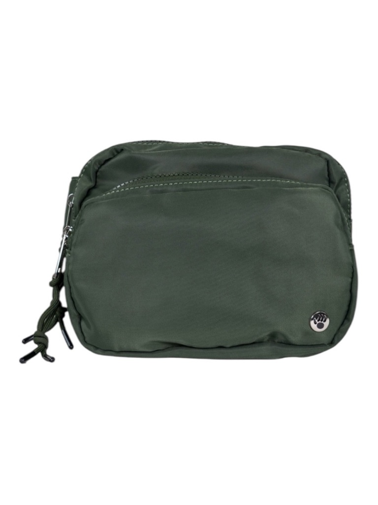 Bearpaw Green Square Double Zip Fanny Pack Sling Pack